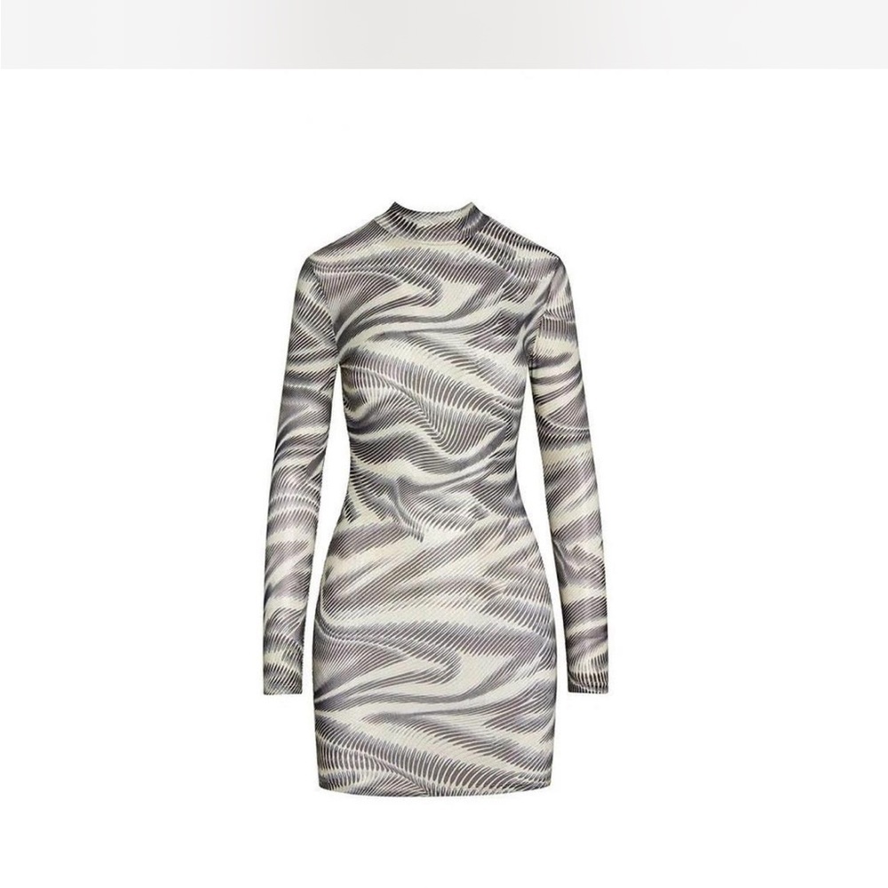 LEAU “Rebel” Mesh Mini Dress NWT Sz XS — Long Sleeve Bodycon - Picture 5 of 9
